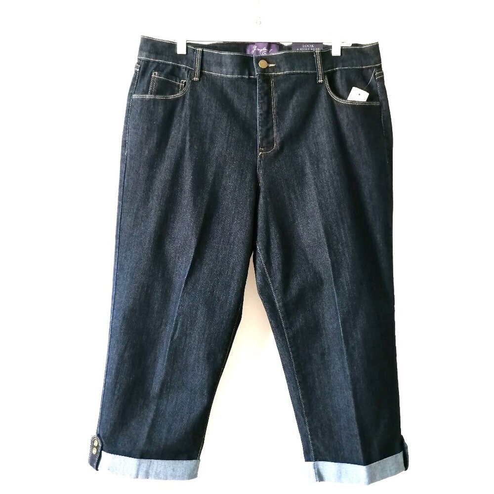 NWT Not Your Daughter's Jean Womens Denim Blue Roll Hem Capri Jeans Size 18W